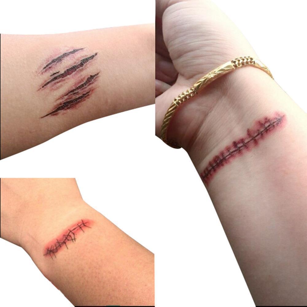 Halloween Zombie Scars Tattoos
